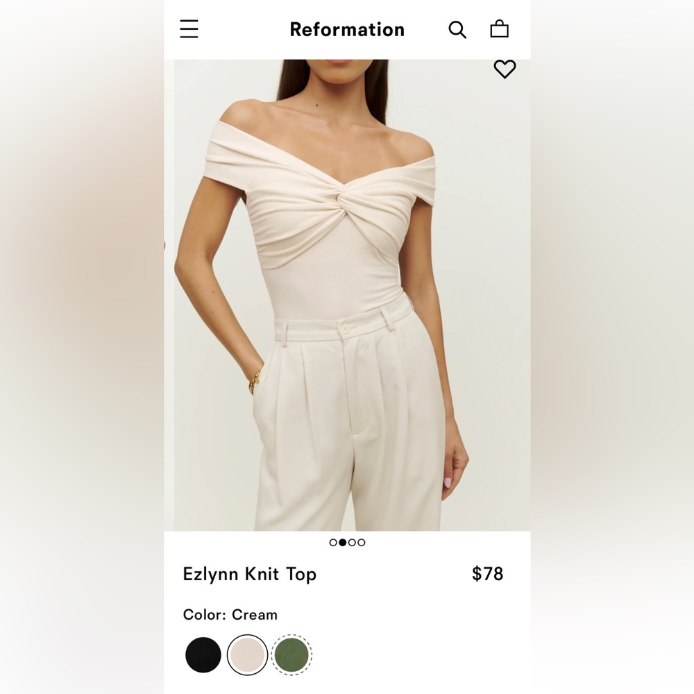 The Reformation, Ezlynn Knit Top, size S, cream